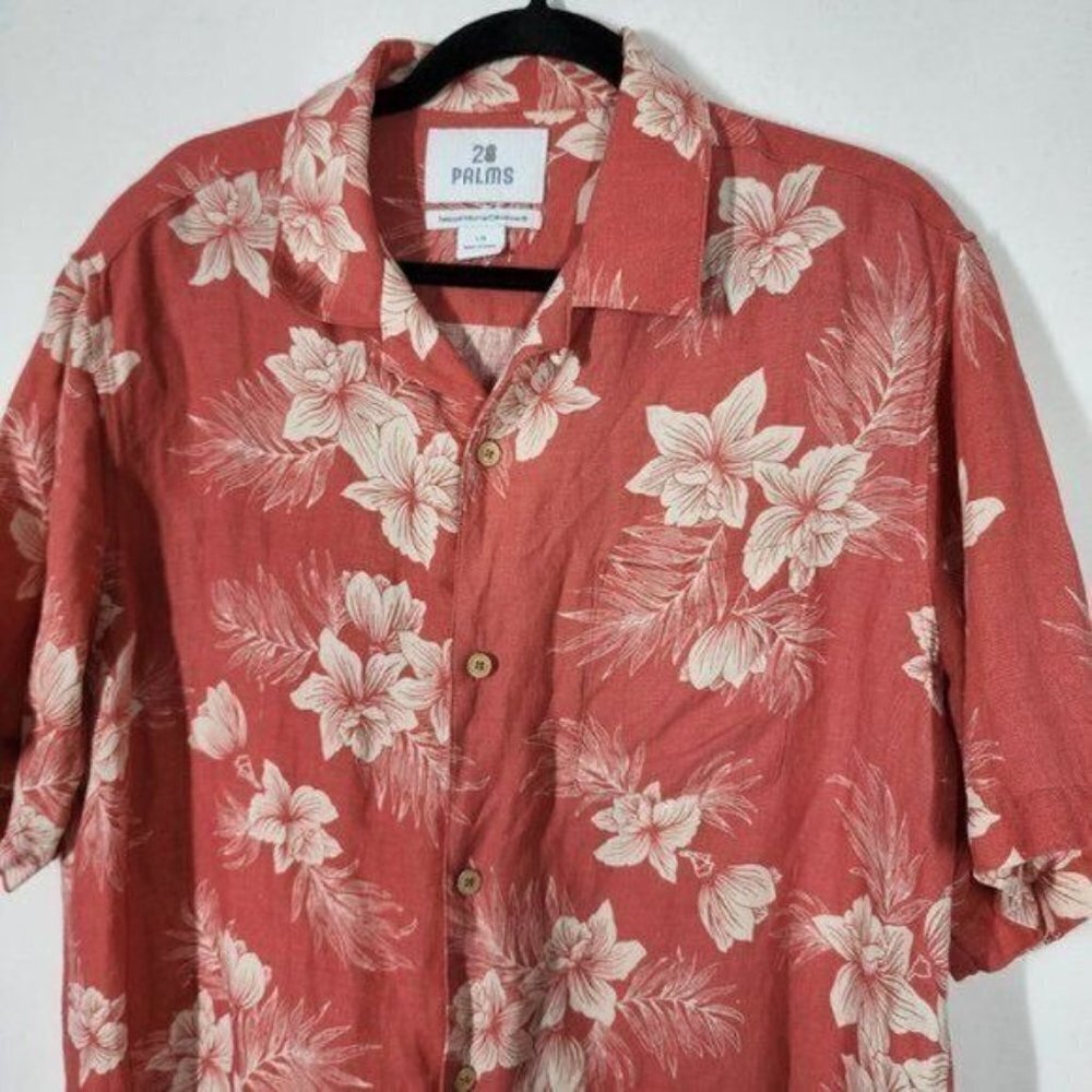 28 Palms Men's Relaxed Fit Silk + Linen Tropical Resort Wear Top Bahamas Travel - Picture 4 of 11